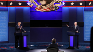 תמונה של העימות בין ג'ו ביידן לדולנד טראמפ