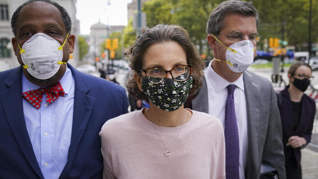 Clare Bronfman arrives at federal court, Wednesday, Sept. 30, 2020, in the Brooklyn borough of New York 