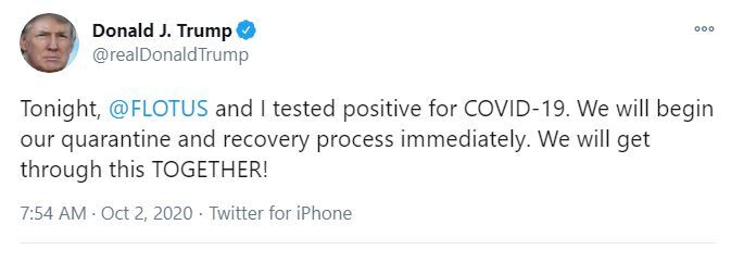 U.S. President Trump announces he has tested positive for COVID-19 
