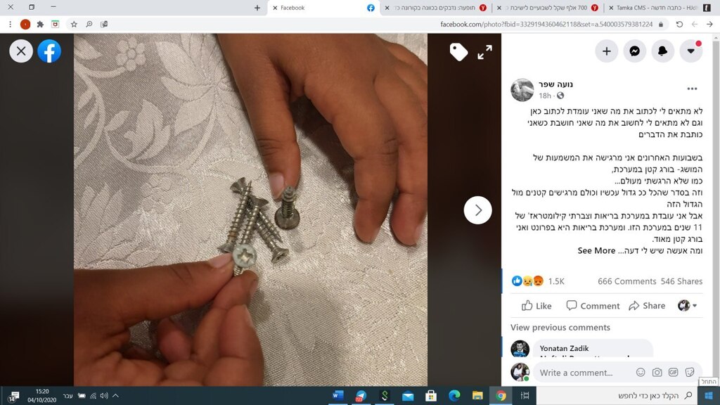 "Я лишь маленький винтик в системе" (Пост Ноа Шефер в Facebook) "Я лишь маленький винтик в системе"