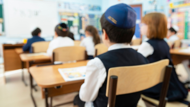 Haredi school children in a classroom 