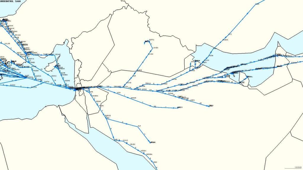 Карта авиационных маршрутов, согласно новому договору
נתיבי טיסה
