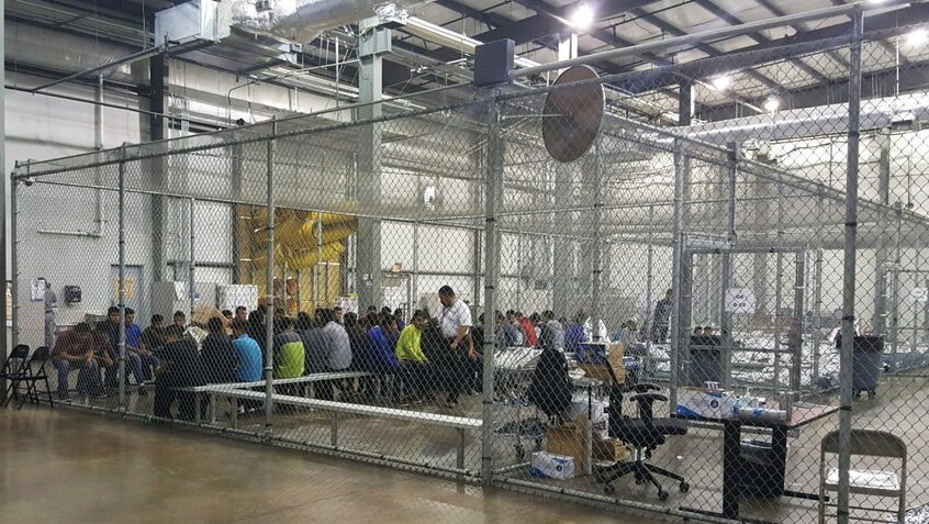 Illegal immigrant children held in fenced cages at a U.S. border facility in 2018 