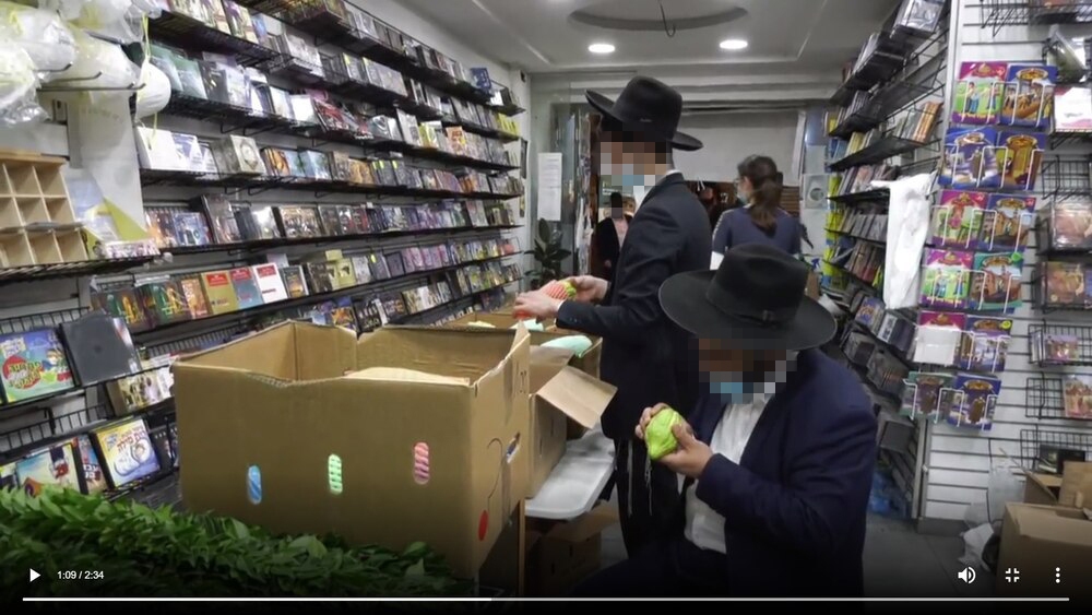 Haredi youths in an Israeli entertainment store 