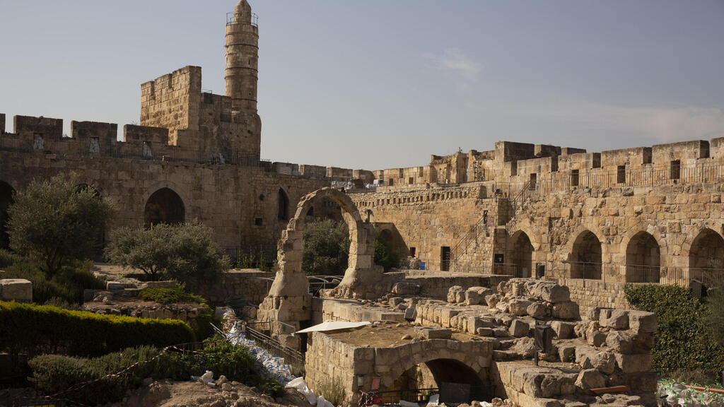 Construction material lies on the grounds at the Tower of David Museum in the Old City of Jerusalem, Oct. 28, 2020 