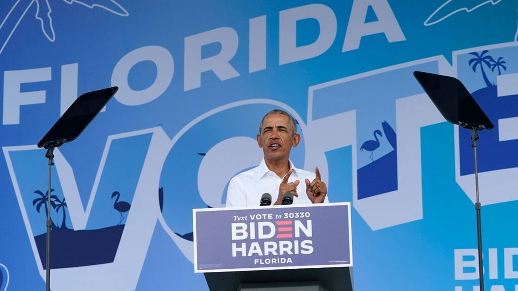 Former President Barak Obama campaigns for Joe Biden in Tampa Florida on Tuesday  