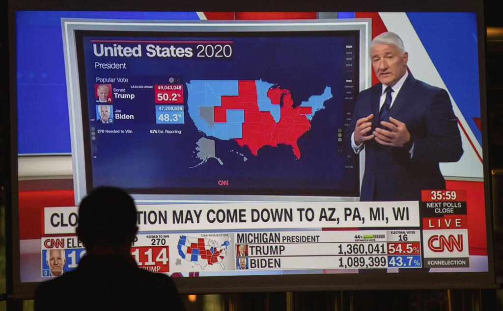US elections results on a TV 
