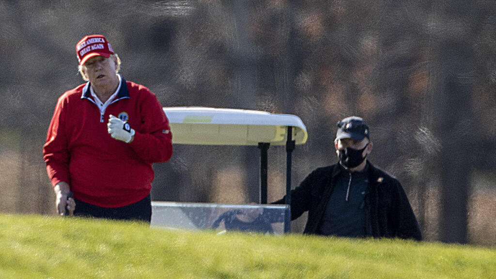  US President Donald Trump golfs at Trump National Golf Club