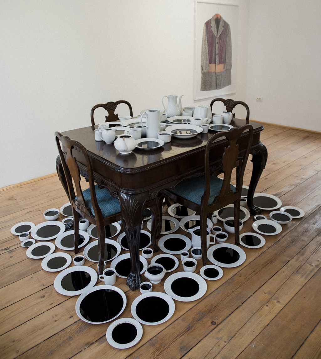 Belu-Simion Fainaru’s installation work “Black Milk.” (