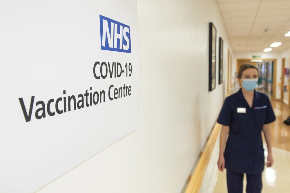 The COVID-19 Vaccination Centre at the Royal Free Hospital in London (Photo: AP) Signs for the COVID-19 Vaccination Centre at the Royal Free Hospital in London