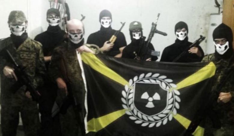 A capture from the Atomwaffen Division's recruiting video