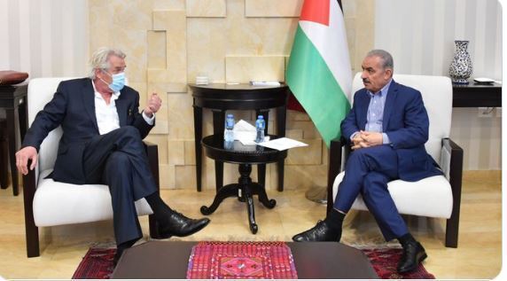 New UN Mideast envoy Tor Wennesland with Palestinian Prime Minister  mohammad shtayyeh in Ramallah in June 