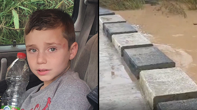 יגל בן ה-8 נפל לתוך הנחל, נשאב אל תוך צינור תת-קרקעי ויצא מצידו השני של הכביש