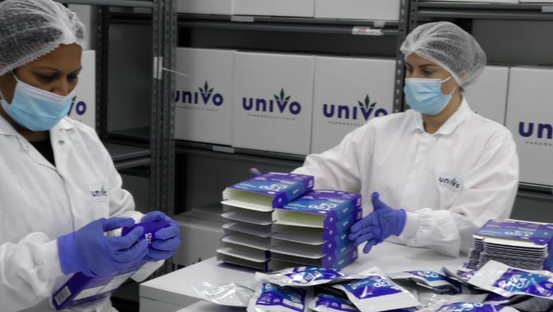 Workers at Univo package medical products