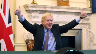 בוריס ג'ונסון ראש ממשלת בריטניה מכריז על הסכם סחר ברקזיט עם האיחוד האירופי