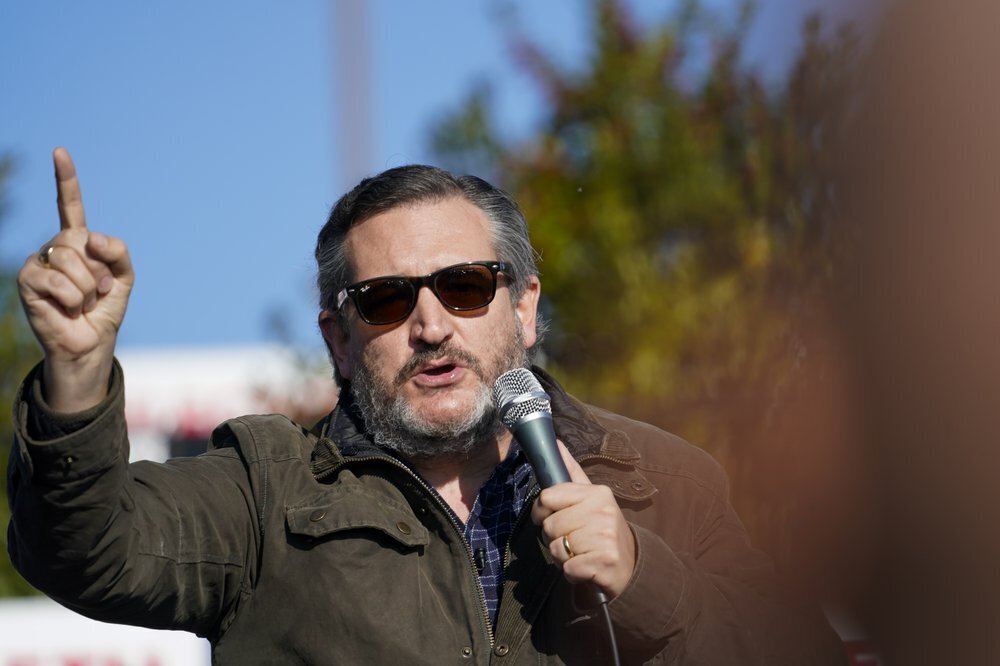 Sen. Ted Cruz, R-Texas, speaks at a campaign rally for Sen. Kelly Loeffler, R-Ga., on Saturday, Jan. 2, 2021, in Cumming, Ga 
