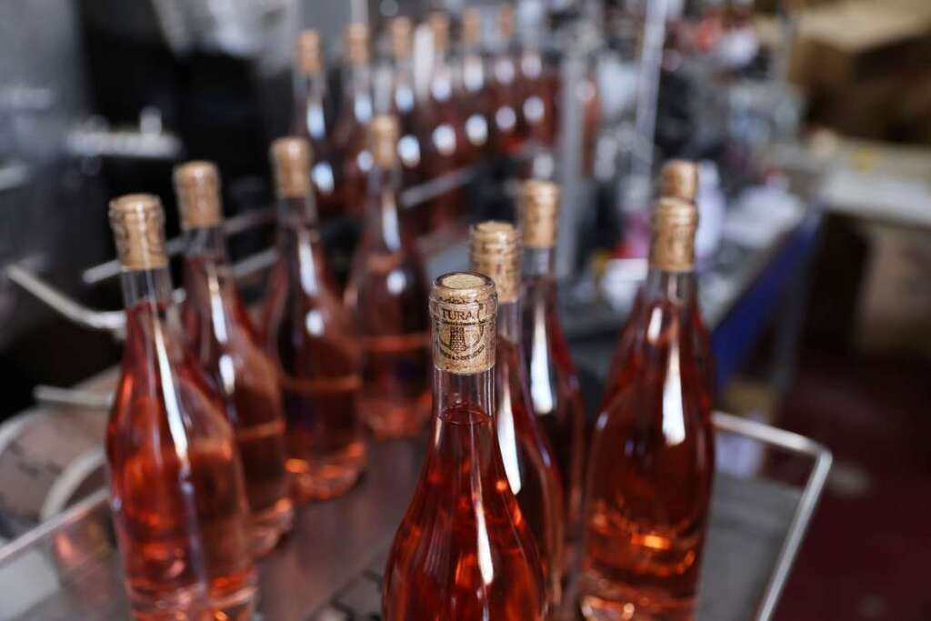 Wine bottles are seen at Tura Winery in Rehelim, an Israeli settlement in the occupied-West Bank 