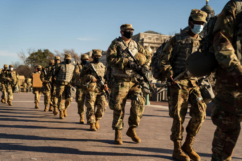 Members of the National Guard on duty outside the U.S. Capitol in Washington, D.C., on Jan. 14, 2021 