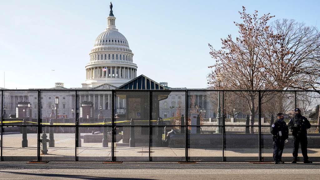 Fences put up around the Capitol building in Washington DC ahead of the inauguration of Joe Biden 