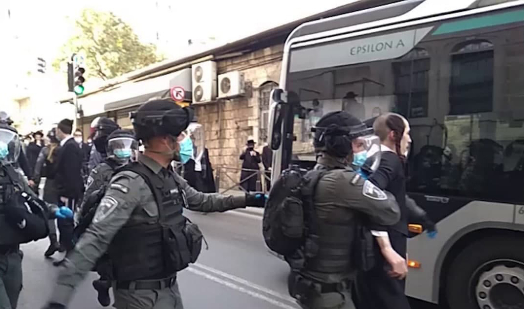 יידוי אבנים וחפצים לעבר כוחות המשטרה ברחוב יחזקאל בירושלים
