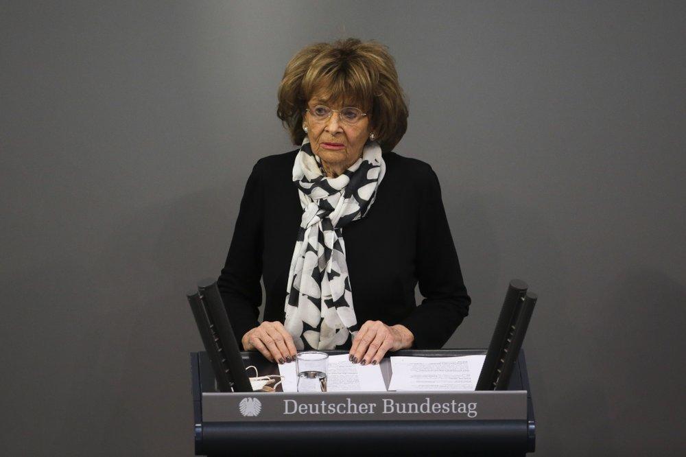 Holocaust survivor Charlotte Knobloch delivers a speech at the German Federal Parliament, Bundestag, at the Reichstag building in Berlin, Germany 