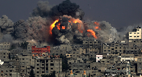 An IDF strike in the Gaza Strip during the 2014 war