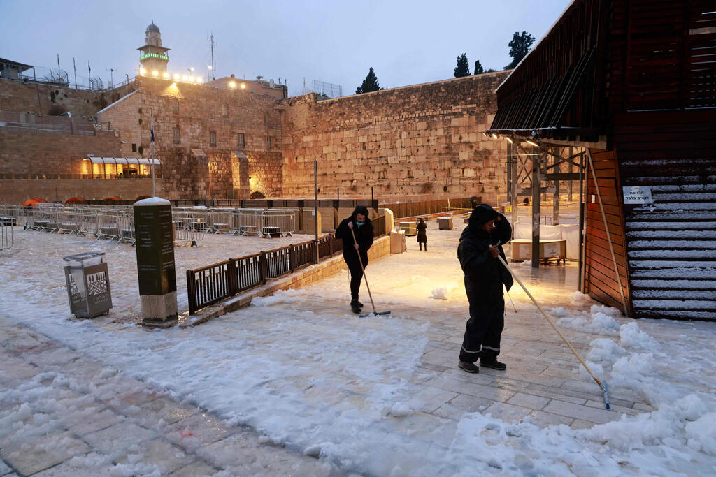 מזג אוויר שלג הכותל המערבי ירושלים