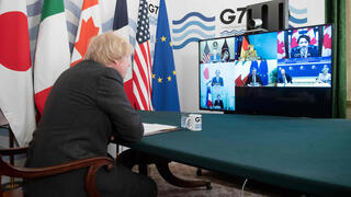 דיון G7 בוריס ג'ונסון אנגלה מרקל עמנואל מקרון ג'סטין טרודו ג'ו ביידן מריו דראגי