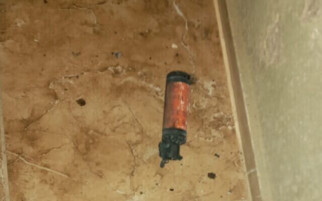 A stun grenade thrown into a Palestinian home in Sarta 