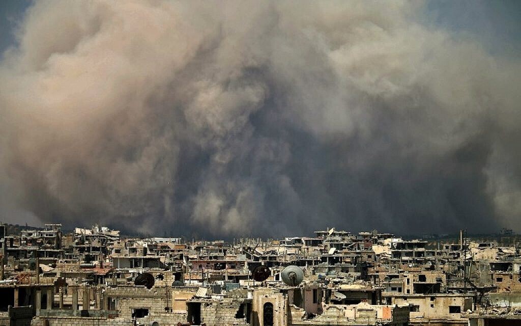 The city of Daraa after Syrian military strikes in 2018  