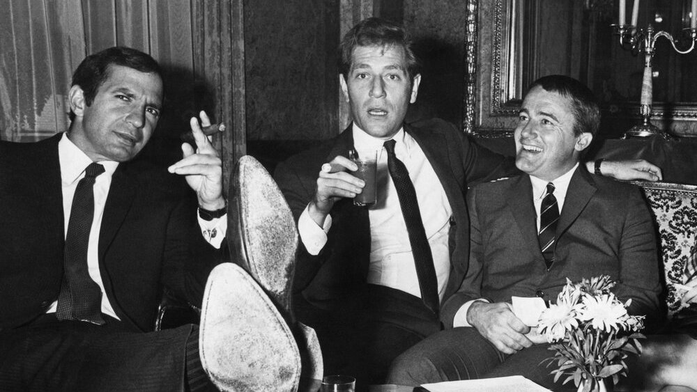 George Segal, center, with Ben Gazzara, left, and Robert Vaughn in Vienna on Aug. 2, 1968 