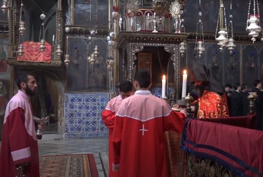 Prayers at Saint James Cathedral in the Armenian Quarter of the Old City of Jerusalem  