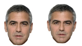 שורה עליונה: שינוי של תווי פנים שחשובים לזיהוי פנים משנה את הזהות של הפנים. שורה תחתונה: שינוי של תווי פנים שאינם חשובים לזיהוי פנים לא משנה את הזהות של הפנים