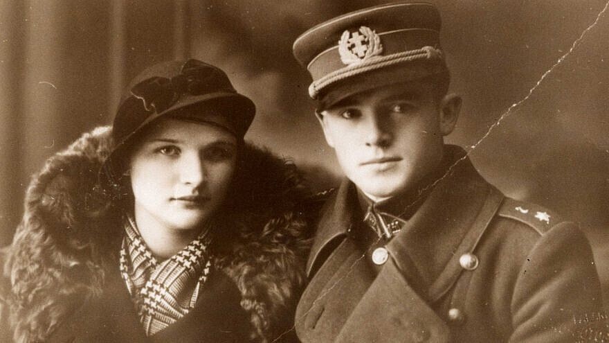 Jonas Nureika  who is considered a Lithuanian hero despite his roll in the deportation of Jews and his wife in a photo from WWII 