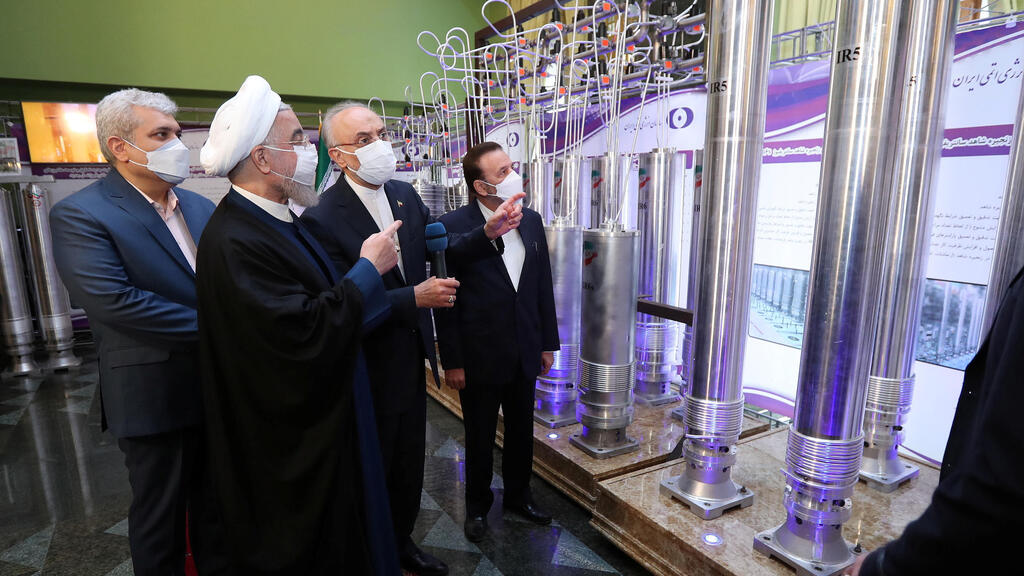 Iranian President Hassan Rouhani visiting the Natanz uranium enrichment facility on Saturday 