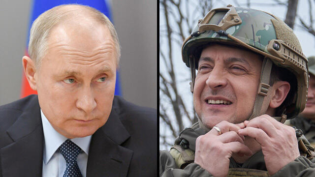 נשיא רוסיה ולדימיר פוטין נשיא אוקראינה וולודימיר זלנסקי