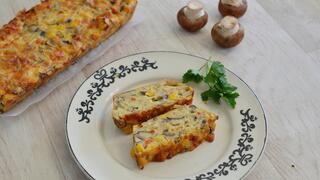 פשטידת פטריות, תירס, גמבה וזיתים