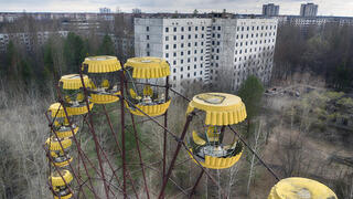 עיירת רפאים פריפיאט סמוך ל כור תחנת כוח גרעינית צ'רנוביל אוקראינה