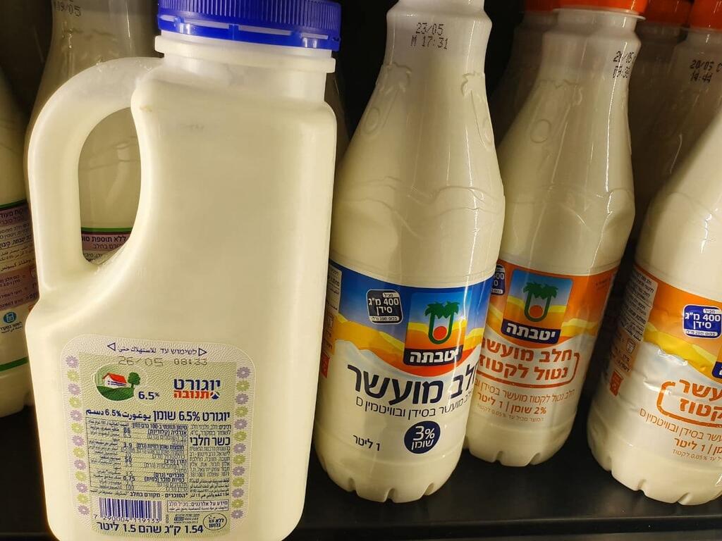 Milk bottles at Israel supermarkets 