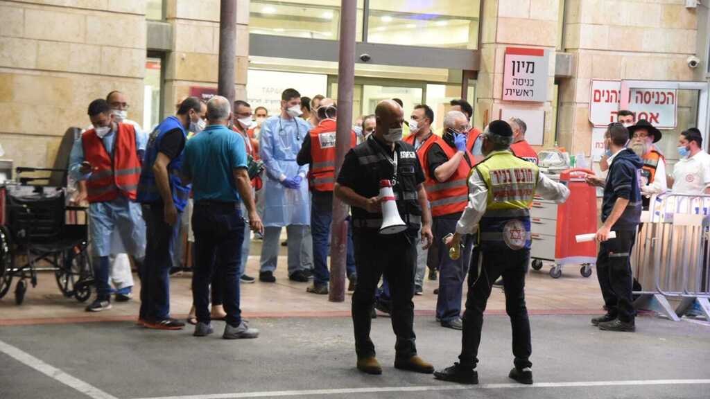Medical staff at the Ziv Medical Center prepare for the arrival of casualties from the Mount Meron disaster 
