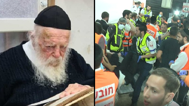 Раввин Каневский и место трагедии (Фото: Хадшот коль ха-олам) Раввин Каневский и место трагедии