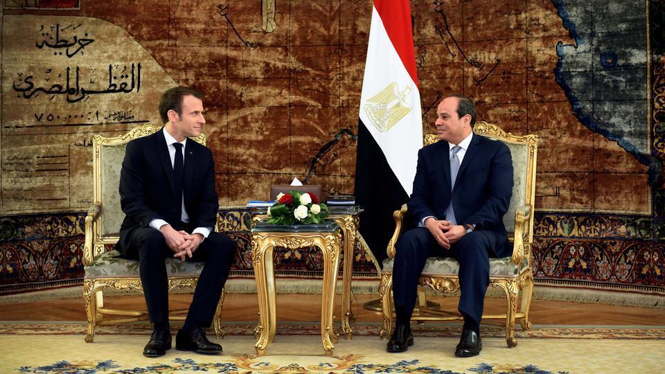 French President Emmanuel Macron with Egyptian President Sisi in Cairo in 2019 