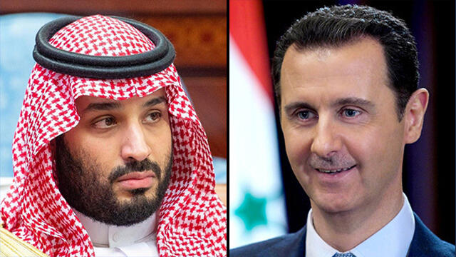 Saudi Arabia Crown Prince Mohammad bin Salman and Syrian President Bashar al-Assad 