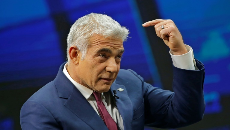 Yair Lapid speaking during an interview in Jerusalem on March 7, 2021 