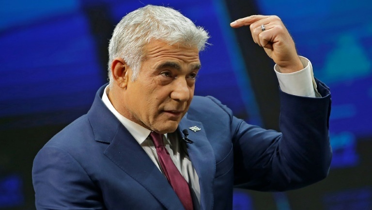 Yair Lapid speaking during an interview in Jerusalem on March 7, 2021 
