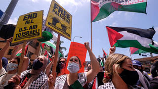 ארה"ב לוס אנג'לס קליפורניה מפגינים פרו פלסטינים נגד ישראל הסלמה עזה