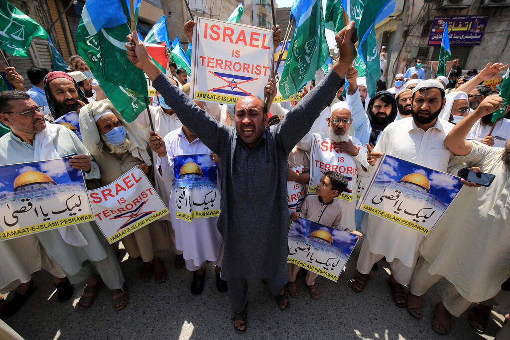 הפגנה תמיכה ב פלסטינים נגד ישראל פקיסטן