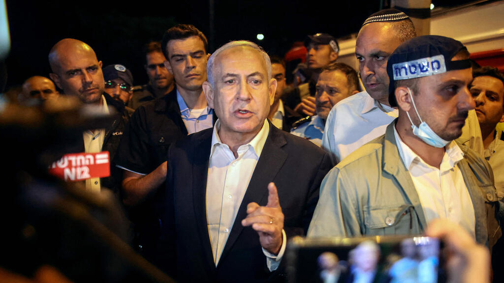    Prime Minister Benjamin Netanyahu in Lod late on Tuesday 