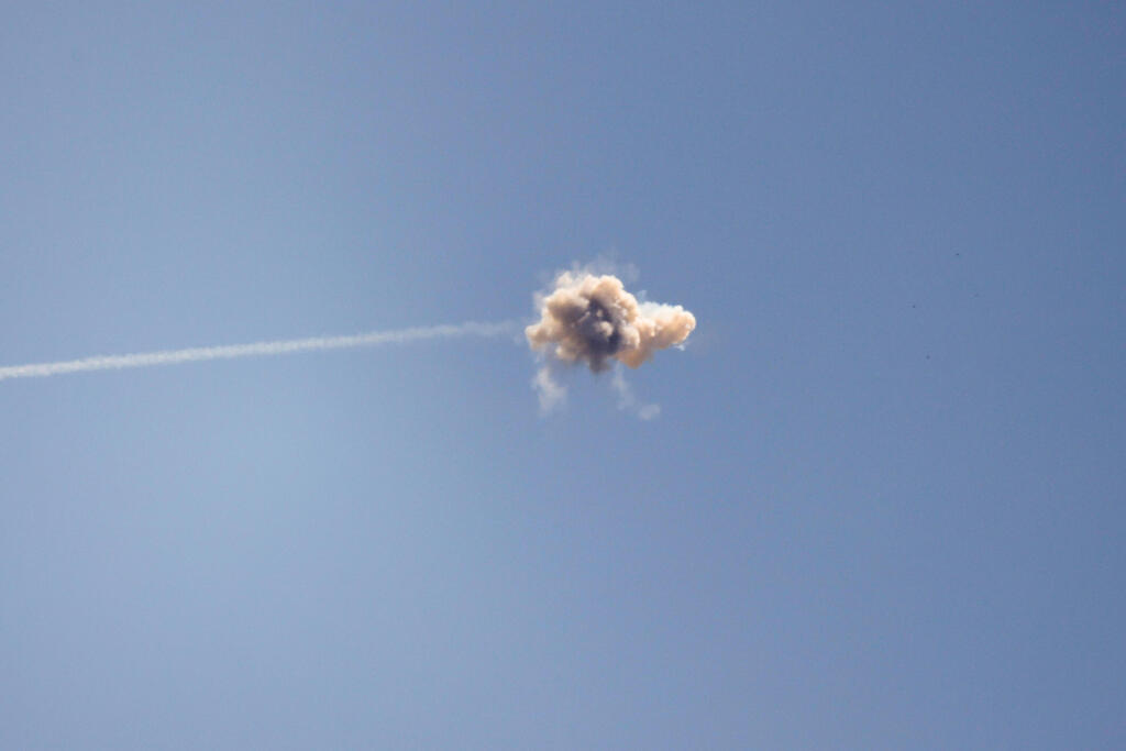 Iron Dome intercepts a rocket fired from Gaza over the southern city of Sderot, May 13, 2021 