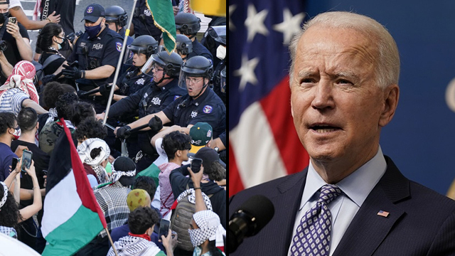 Pro-Palestinian protesters clash with police in New York; President Joe Biden 